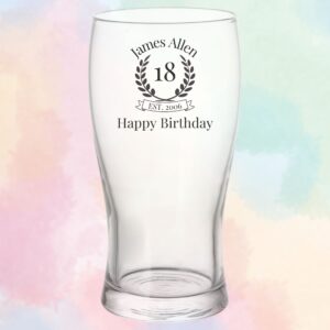 Personalised Birthday Beer Pint Glass Wreath