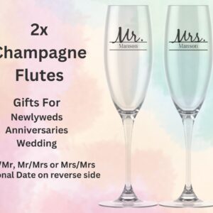 Personalised Couple Champagne Glass Set of Two - Mr & Mrs