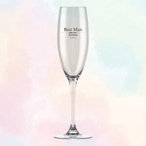 Personalised Wedding Champagne Glass for Groom, Best Man, Groomsmen, Usher - Classic Bow Tie